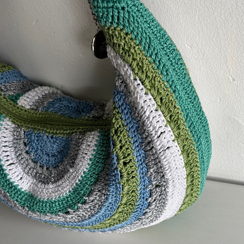 The Sak Green and Blue Crochet Hobo Bag - Picture 2 of 10